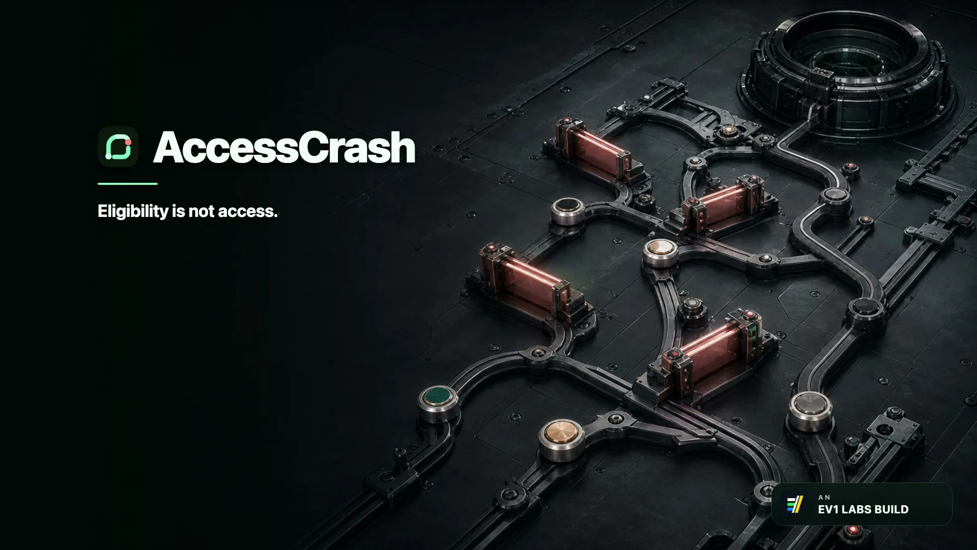 Cinematic AccessCrash reachability-machine visual introducing the product